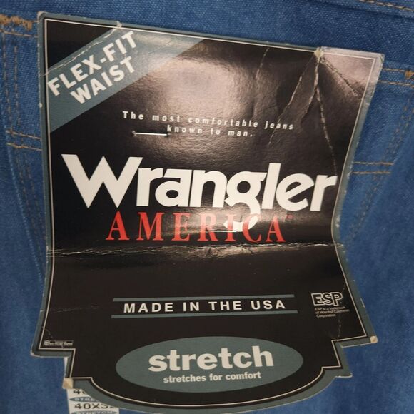 Vintage Wrangler Jeans Pants Mens 40x32 Flared Wide Leg Denim Blue Stretch USA - Picture 11 of 16
